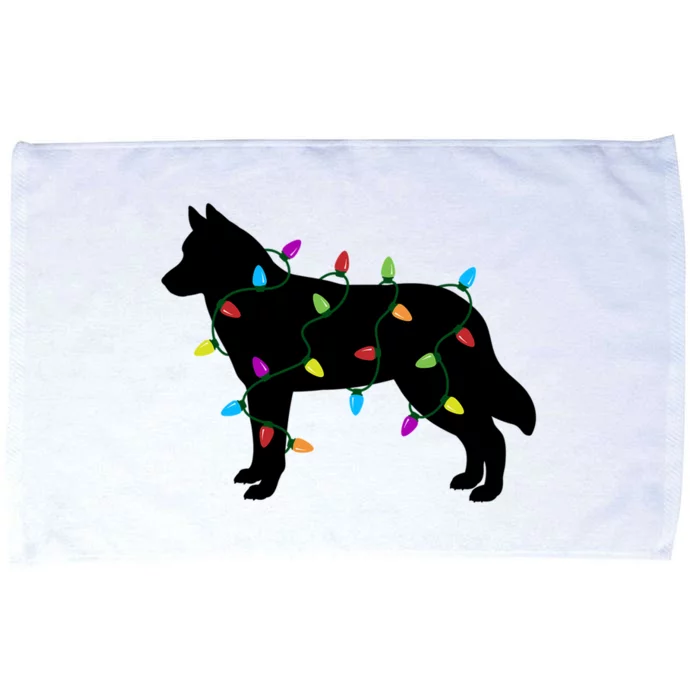 Christmas Lights Siberian Husky Dog Gift Funny Gift Microfiber Hand Towel