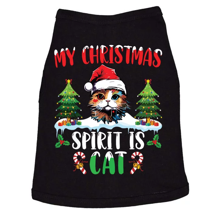 Cat Lover Santa Hat Christmas Lights My Christmas Spirit Cat Doggie Tank