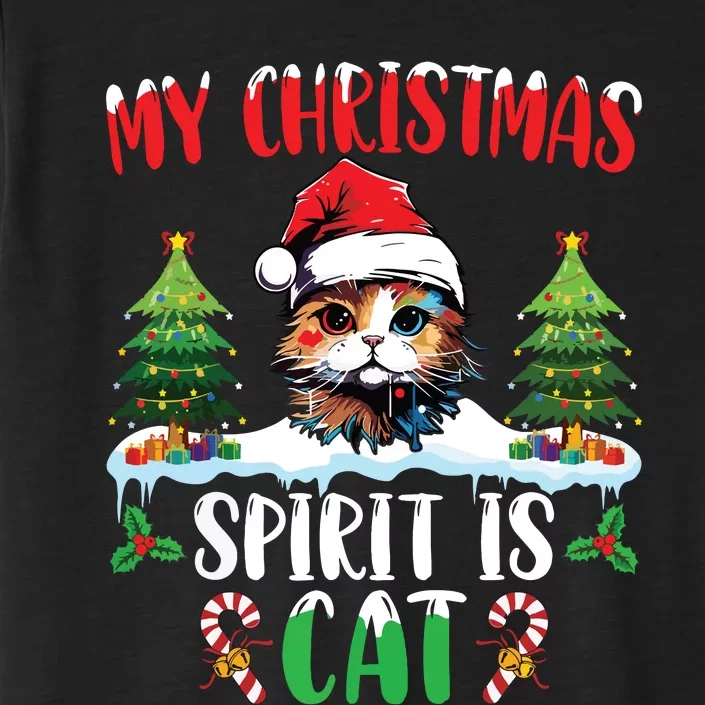 Cat Lover Santa Hat Christmas Lights My Christmas Spirit Cat ChromaSoft Performance T-Shirt