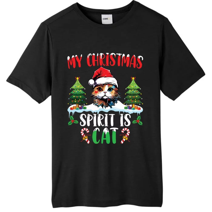 Cat Lover Santa Hat Christmas Lights My Christmas Spirit Cat ChromaSoft Performance T-Shirt