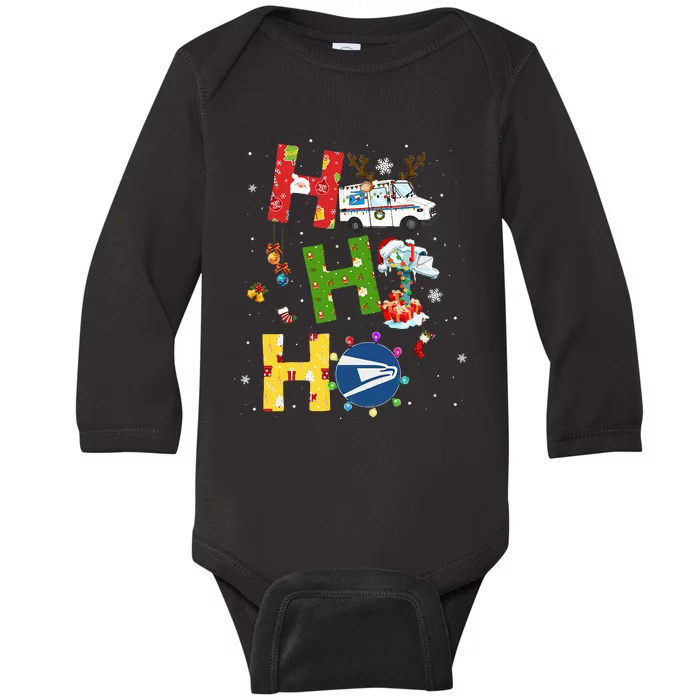 Christmas Lighting Santa Claus Ho Ho Ho Postal Worker Baby Long Sleeve Bodysuit