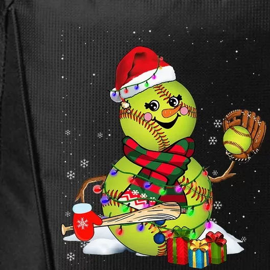 Christmas Lights Santa Snowman Playing Softball City Backpack