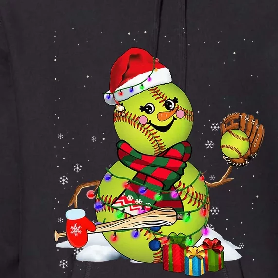 Christmas Lights Santa Snowman Playing Softball Premium Hoodie