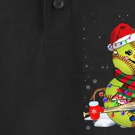 Christmas Lights Santa Snowman Playing Softball Dry Zone Grid Performance Polo