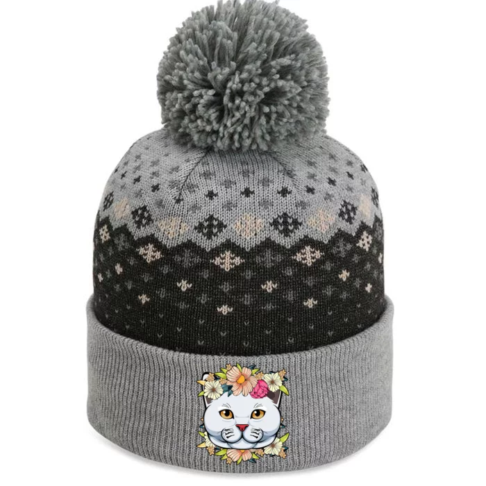 Cat Lover Spring Floral Gift The Baniff Cuffed Pom Beanie