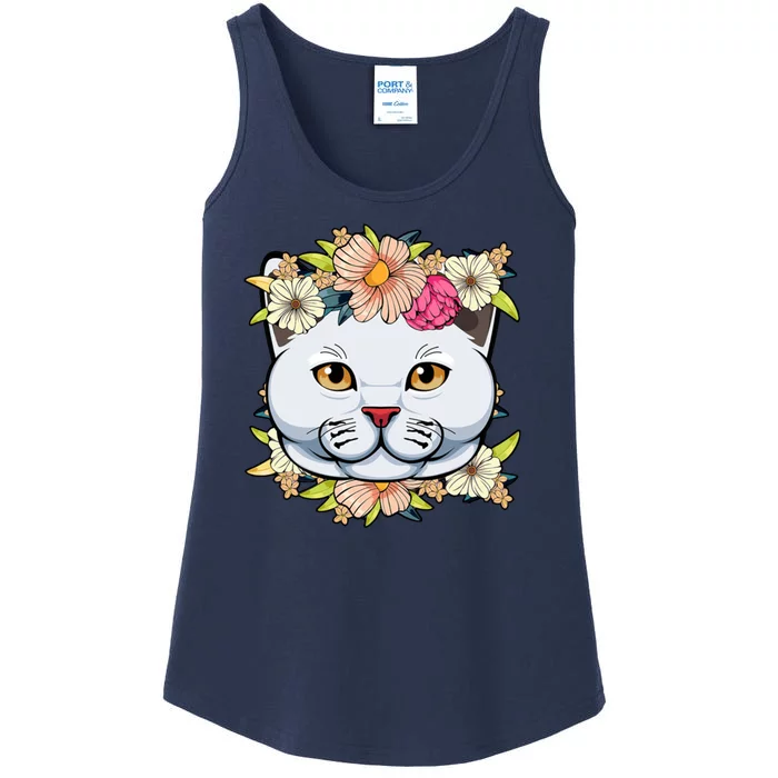 Cat Lover Spring Floral Gift Ladies Essential Tank