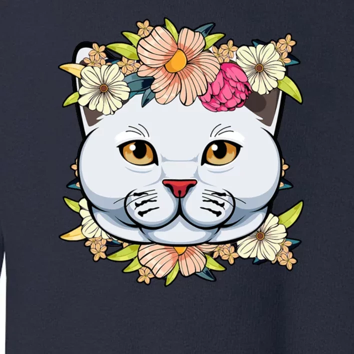 Cat Lover Spring Floral Gift Toddler Sweatshirt