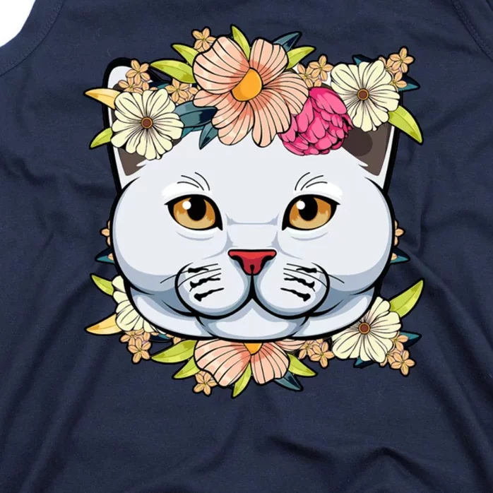 Cat Lover Spring Floral Gift Tank Top