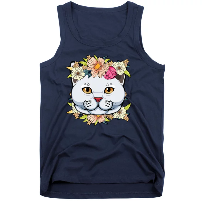 Cat Lover Spring Floral Gift Tank Top