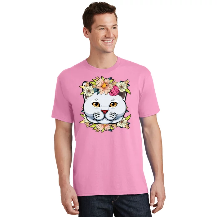 Cat Lover Spring Floral Gift T-Shirt