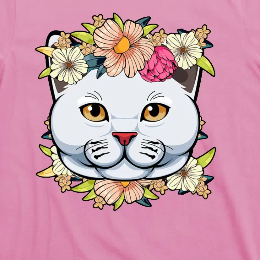 Cat Lover Spring Floral Gift T-Shirt