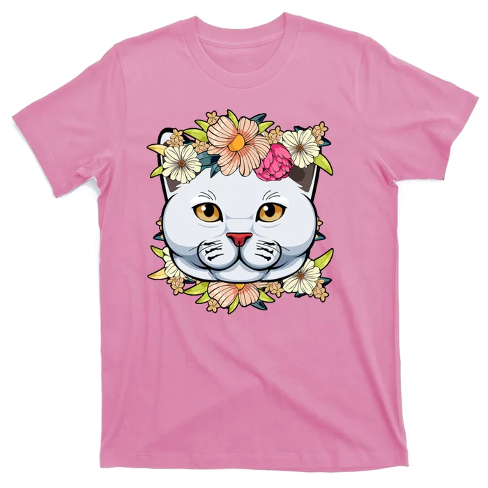 Cat Lover Spring Floral Gift T-Shirt