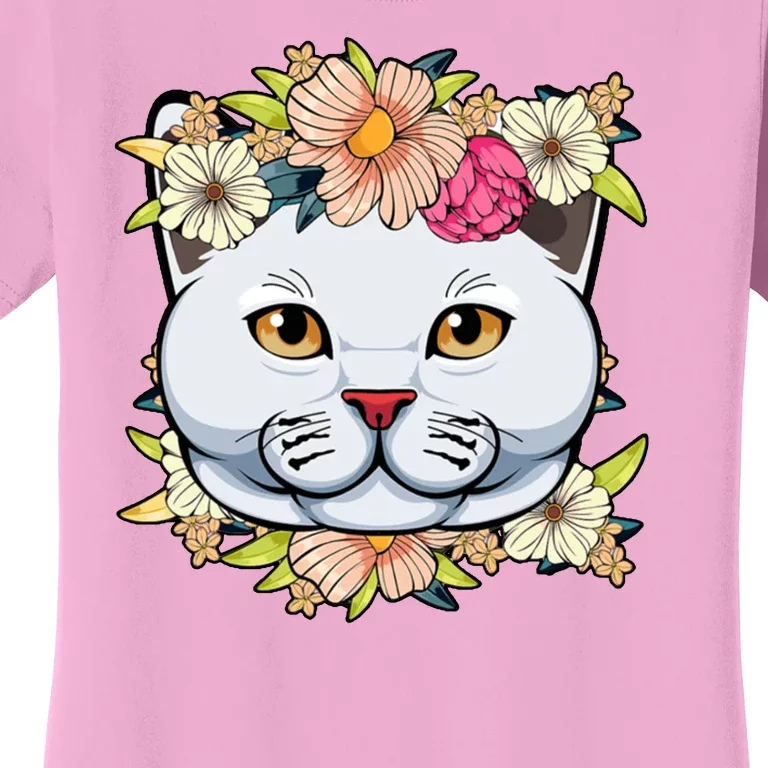 Cat Lover Spring Floral Gift Women's T-Shirt