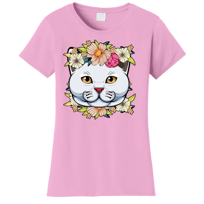 Cat Lover Spring Floral Gift Women's T-Shirt