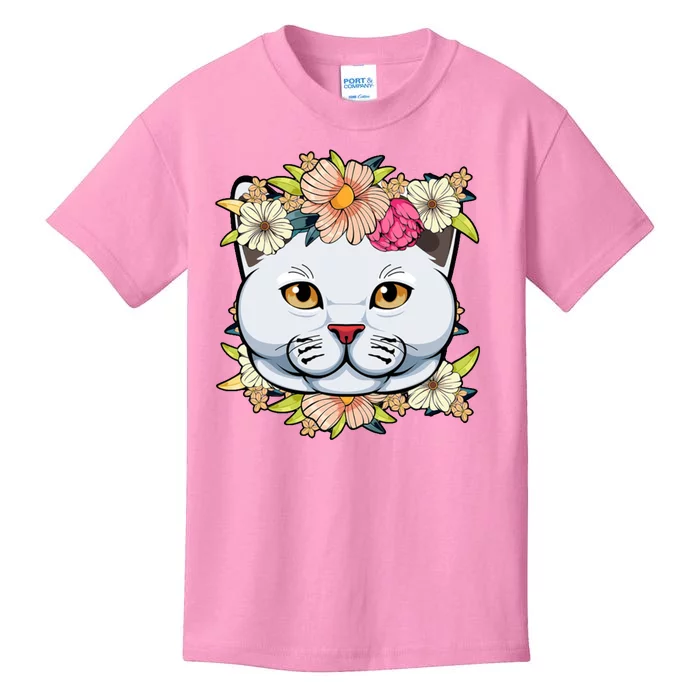 Cat Lover Spring Floral Gift Kids T-Shirt