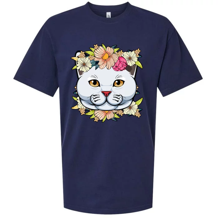 Cat Lover Spring Floral Gift Sueded Cloud Jersey T-Shirt