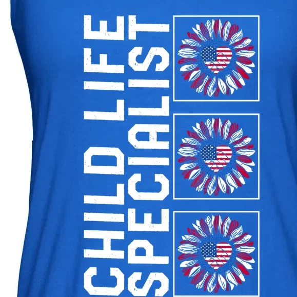 Child Life Specialist Sunflower 4th Of July Usa Flag America Gift Ladies Essential Flowy Tank