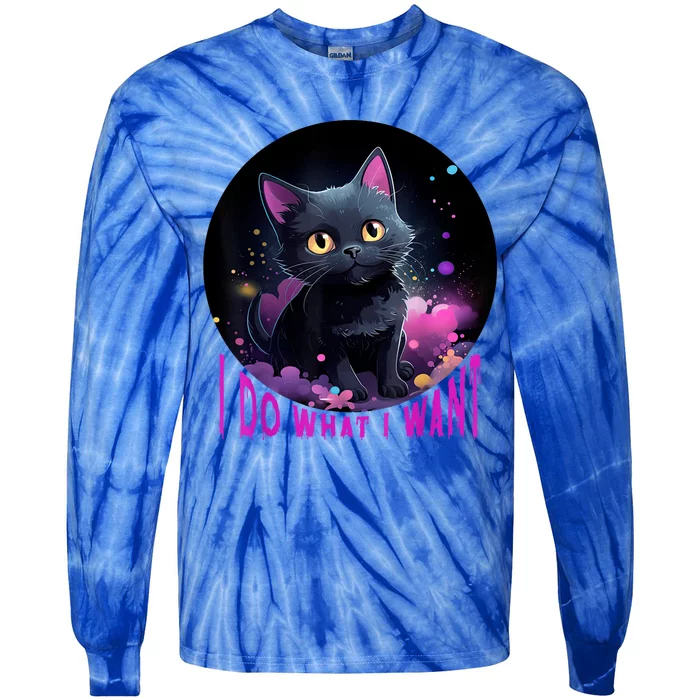 Cat LoverS Sarcastic Humor Funny Cat Lovers Tie-Dye Long Sleeve Shirt