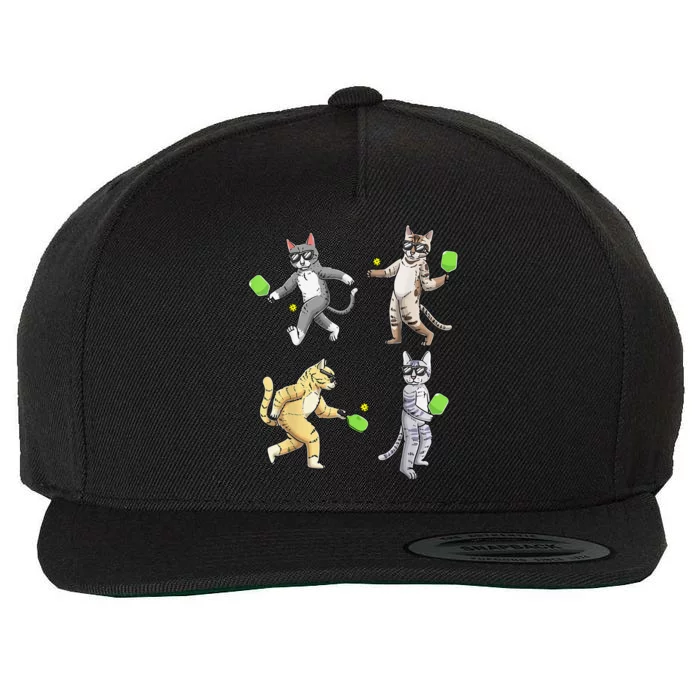 Cats Love To Play Pickleball Too Fun Player Paddle Wool Snapback Cap