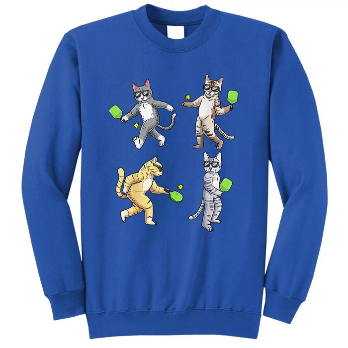 Cats Love To Play Pickleball Too Fun Player Paddle Tall Sweatshirt