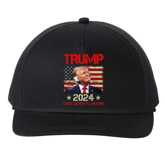 CanT Listen To Haters Trump 2024 Ear Bandage Flag Snapback Five-Panel Rope Hat