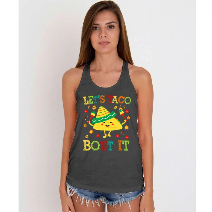 Cute Lets Taco Bout It Funny Mexican Taco Women's Knotted Racerback Tank