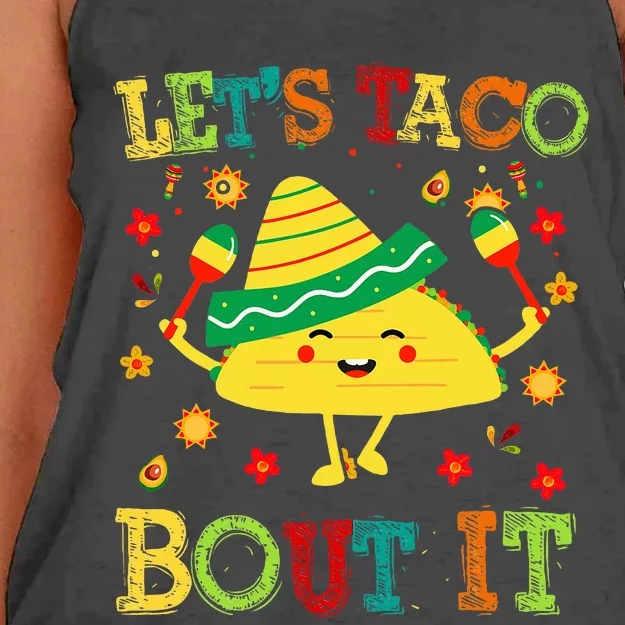 Cute Lets Taco Bout It Funny Mexican Taco Women's Knotted Racerback Tank