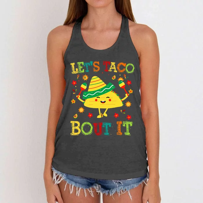 Cute Lets Taco Bout It Funny Mexican Taco Women's Knotted Racerback Tank