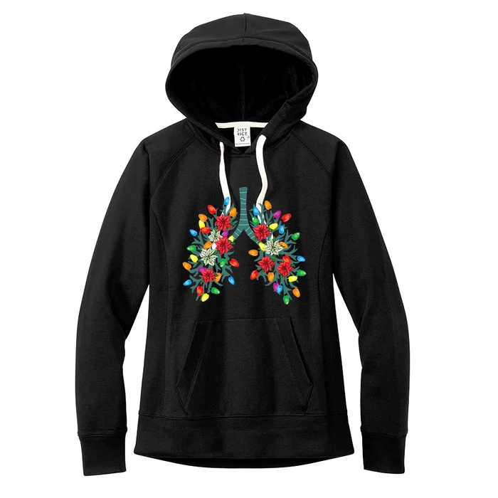 Christmas Light Therapist Funny Respiratory Therapy Lung RN Women's Fleece Hoodie