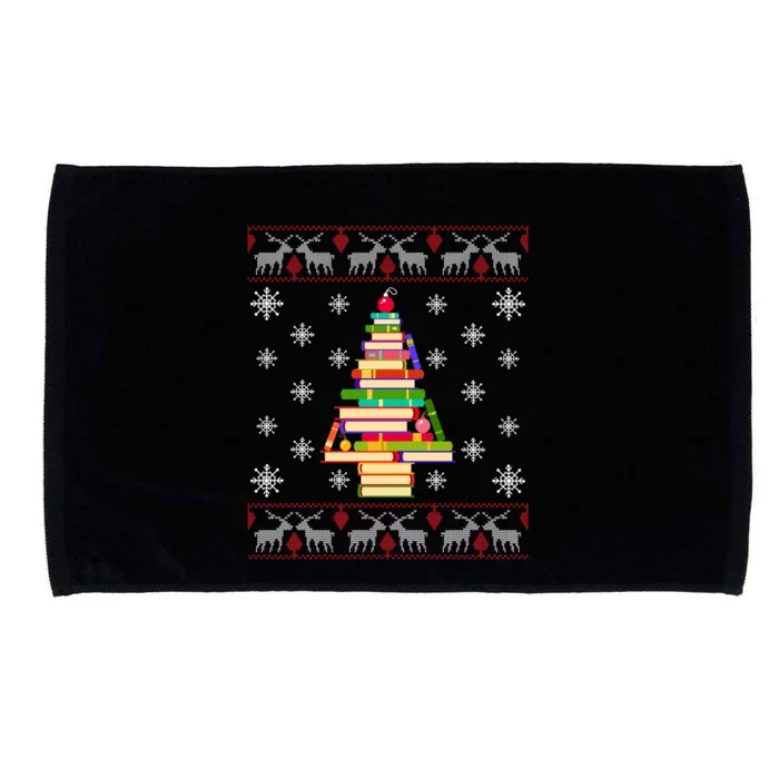 Christmas Library Tree Funny Funny Gift For Reading Book Lovers Gift Microfiber Hand Towel