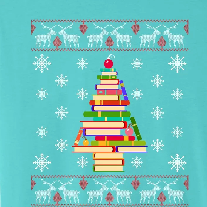 Christmas Library Tree Funny Funny Gift For Reading Book Lovers Gift ChromaSoft Performance T-Shirt