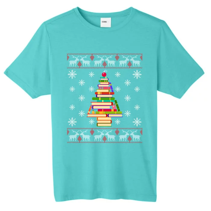 Christmas Library Tree Funny Funny Gift For Reading Book Lovers Gift ChromaSoft Performance T-Shirt