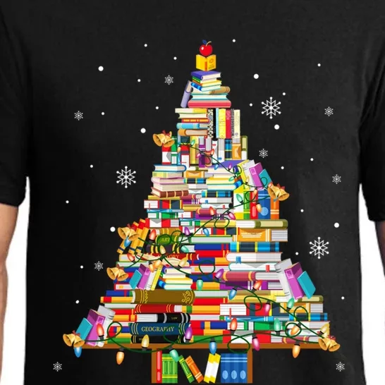 Christmas Library Tree Lights For Librarian And Book Lover Meaningful Gift Pajama Set