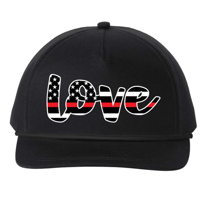 Cute Love The Red Thin Line Flag Firefighters Meaningful Gift Snapback Five-Panel Rope Hat