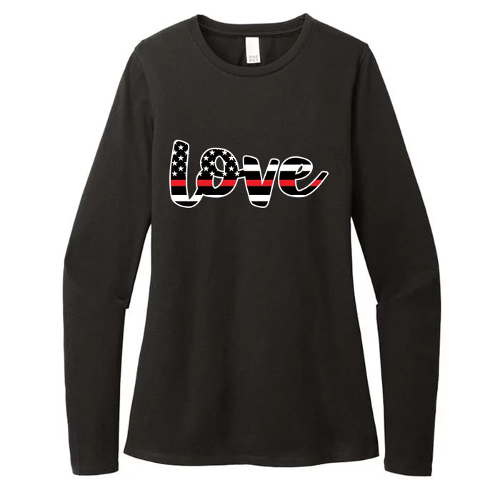 Cute Love The Red Thin Line Flag Firefighters Meaningful Gift Womens CVC Long Sleeve Shirt