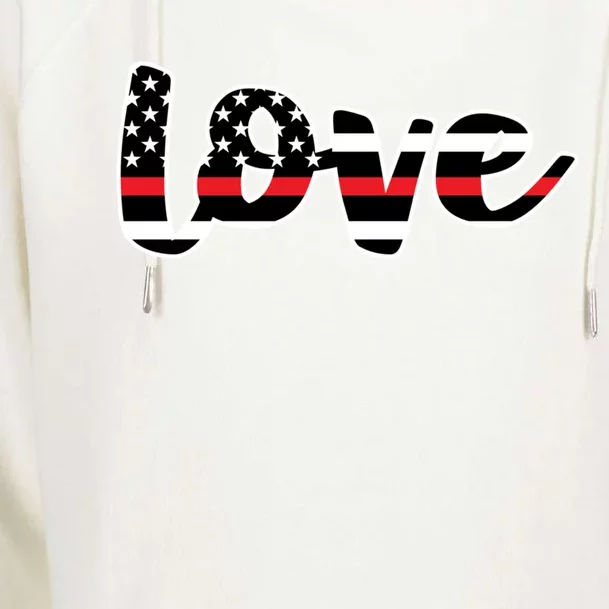 Cute Love The Red Thin Line Flag Firefighters Meaningful Gift Womens Funnel Neck Pullover Hood