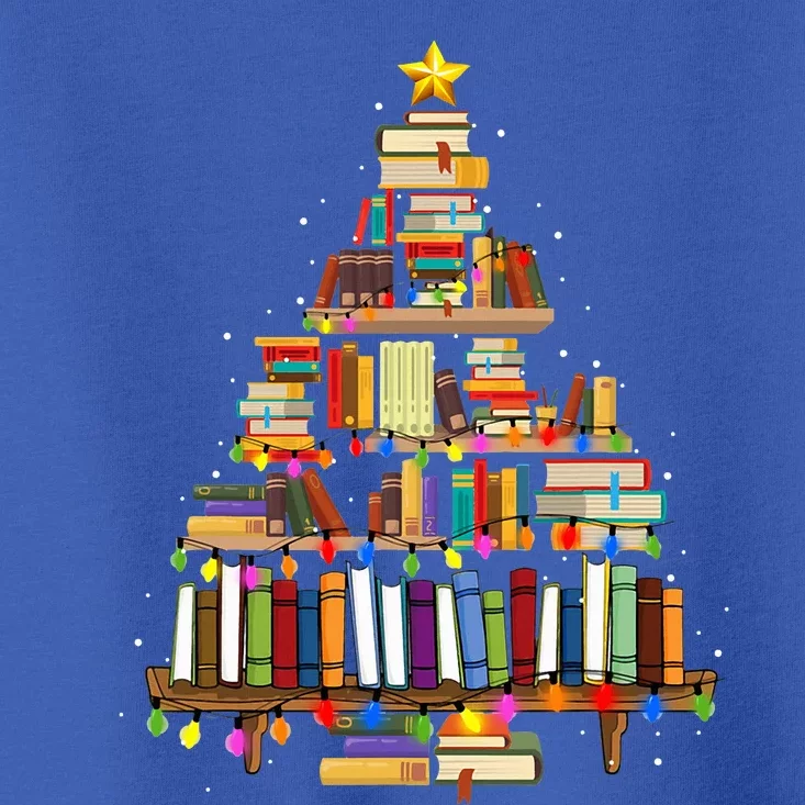 Christmas Library Tree Lights For Librarian And Book Lover Toddler T-Shirt