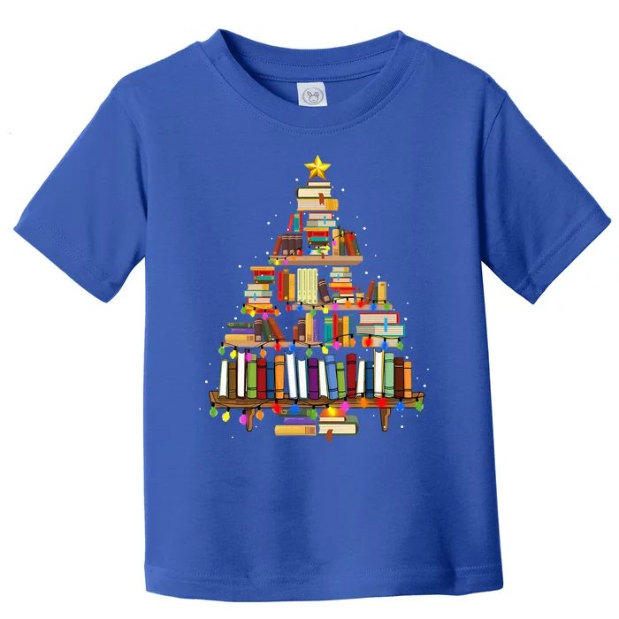 Christmas Library Tree Lights For Librarian And Book Lover Toddler T-Shirt