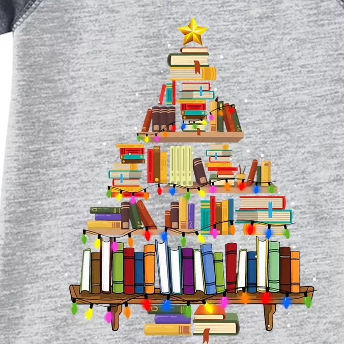 Christmas Library Tree Lights For Librarian And Book Lover Infant Baby Jersey Bodysuit