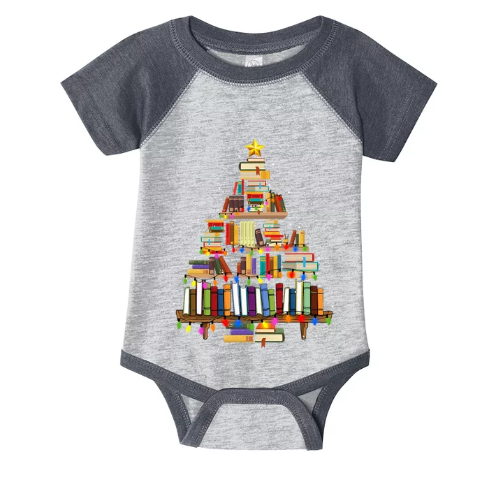 Christmas Library Tree Lights For Librarian And Book Lover Infant Baby Jersey Bodysuit