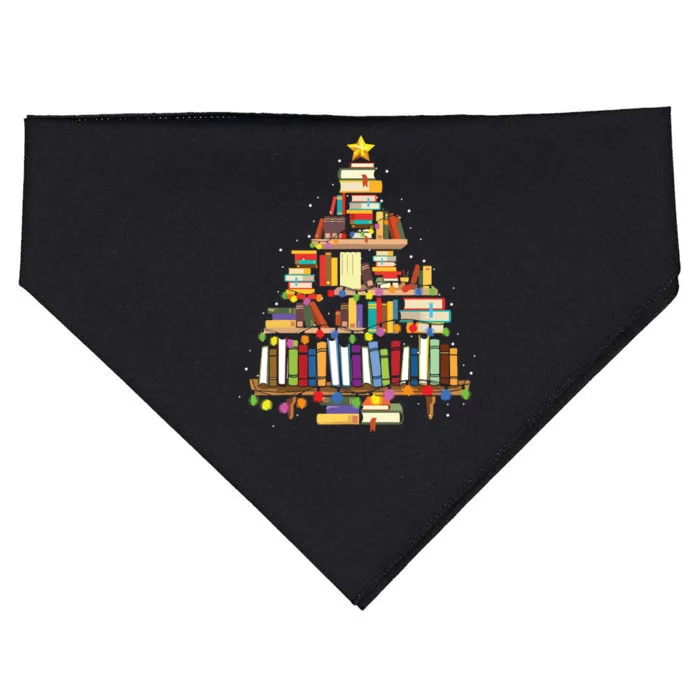 Christmas Library Tree Gift For Librarian And Book Lover USA-Made Doggie Bandana