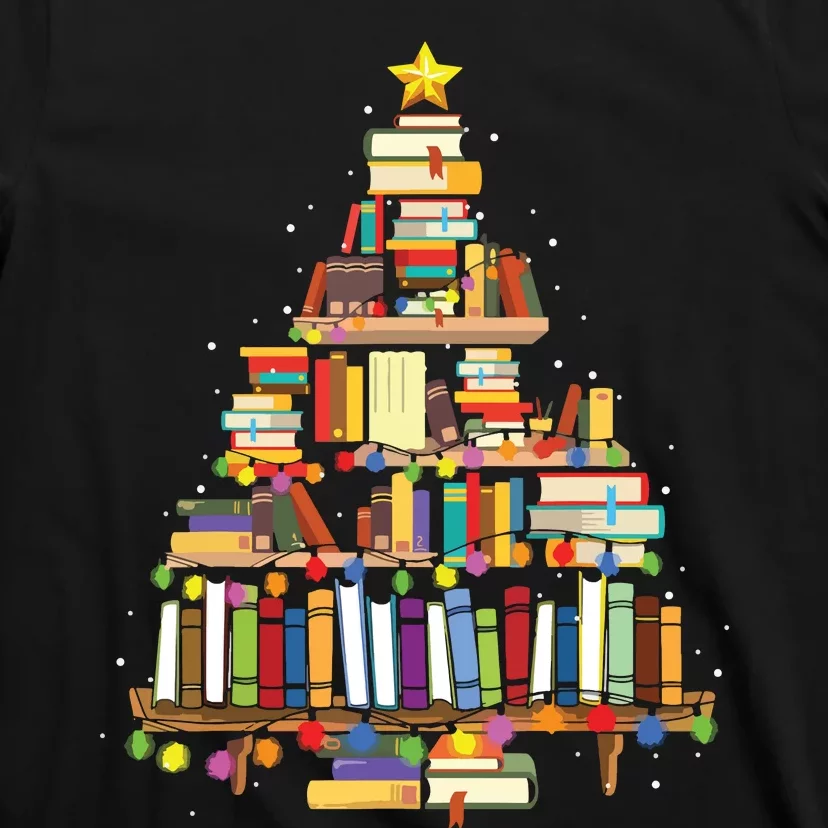 Christmas Library Tree Gift For Librarian And Book Lover T-Shirt