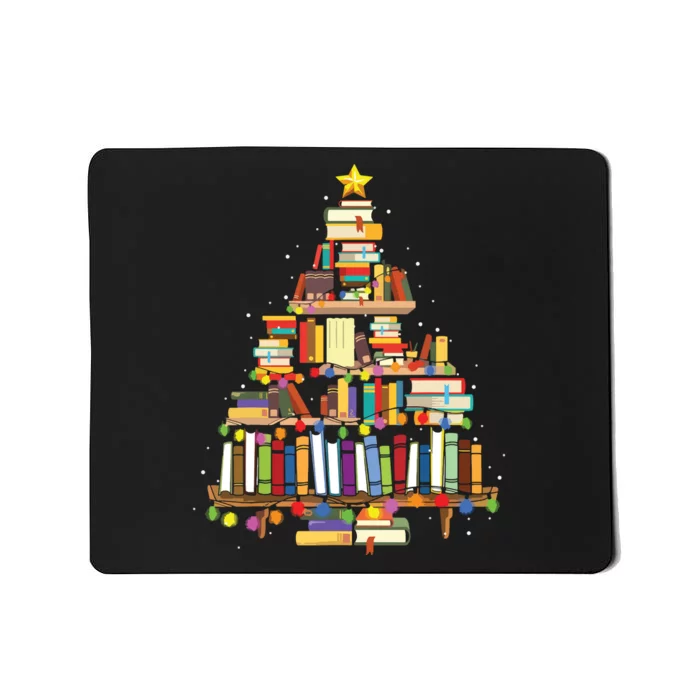 Christmas Library Tree Gift For Librarian And Book Lover Mousepad