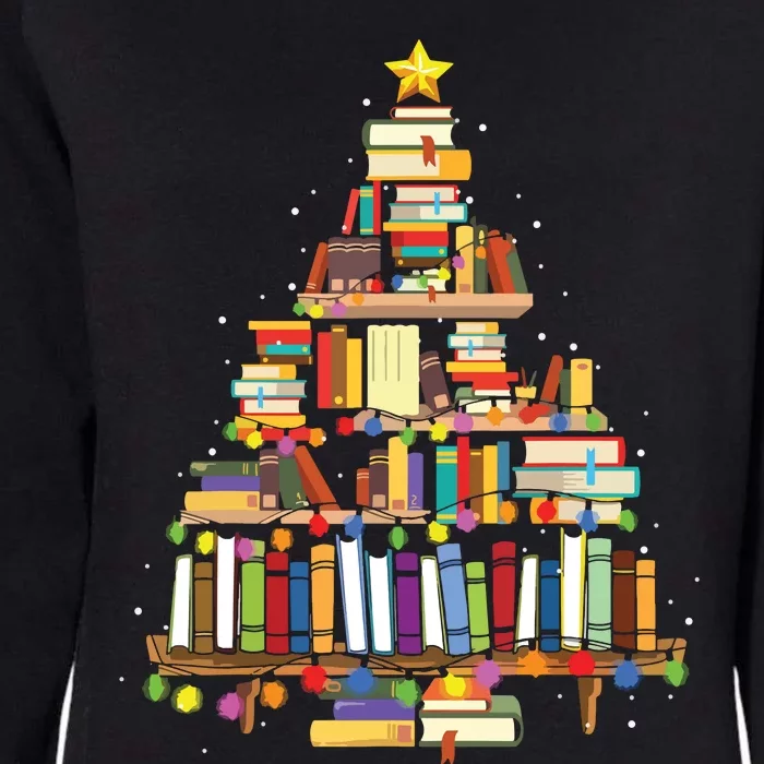 Christmas Library Tree Gift For Librarian And Book Lover Womens California Wash Sweatshirt