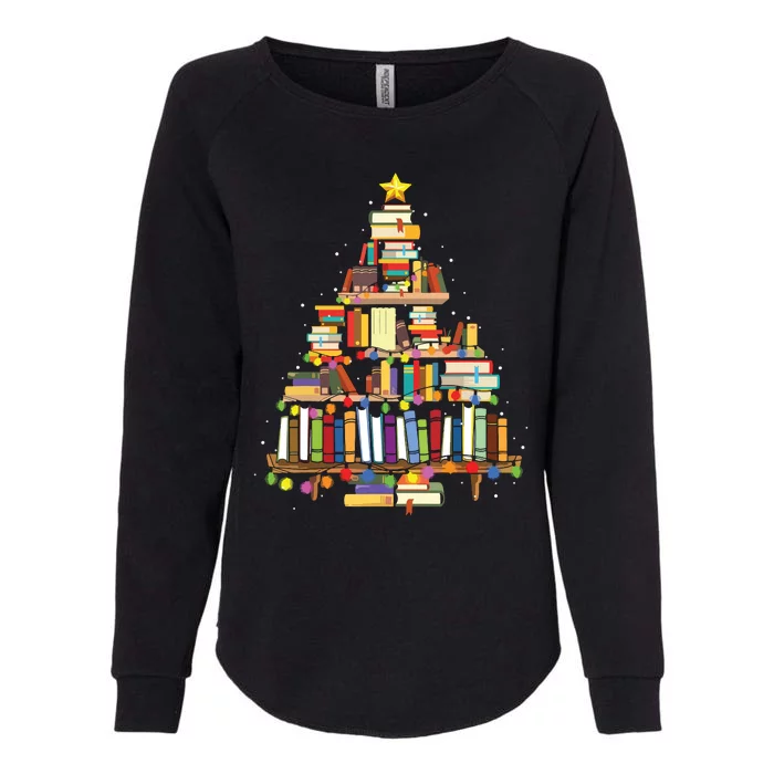 Christmas Library Tree Gift For Librarian And Book Lover Womens California Wash Sweatshirt