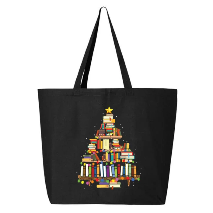 Christmas Library Tree Gift For Librarian And Book Lover 25L Jumbo Tote