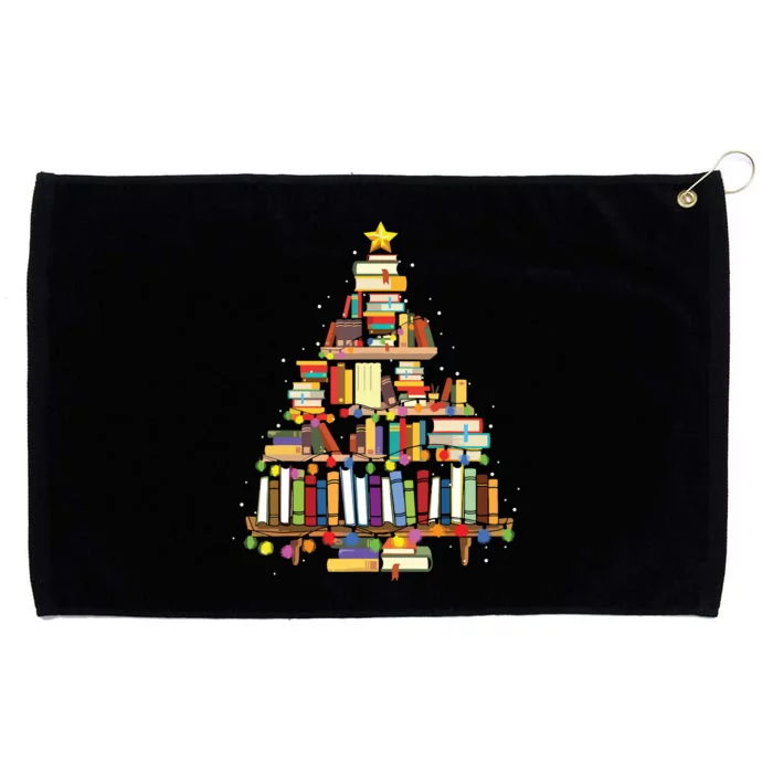 Christmas Library Tree Gift For Librarian And Book Lover Grommeted Golf Towel