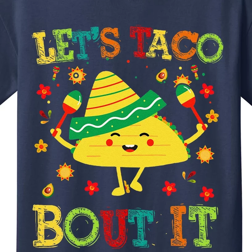 Cute Lets Taco Bout It Funny Mexican Taco Kids T-Shirt