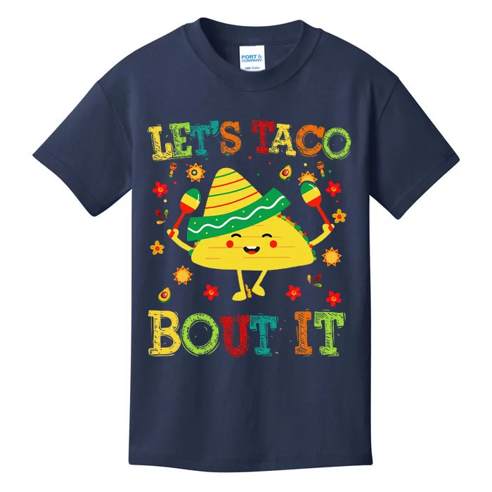 Cute Lets Taco Bout It Funny Mexican Taco Kids T-Shirt