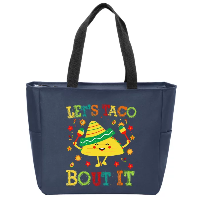 Cute Lets Taco Bout It Funny Mexican Taco Zip Tote Bag